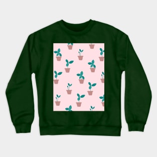 Pattern with sprouts in pots Crewneck Sweatshirt